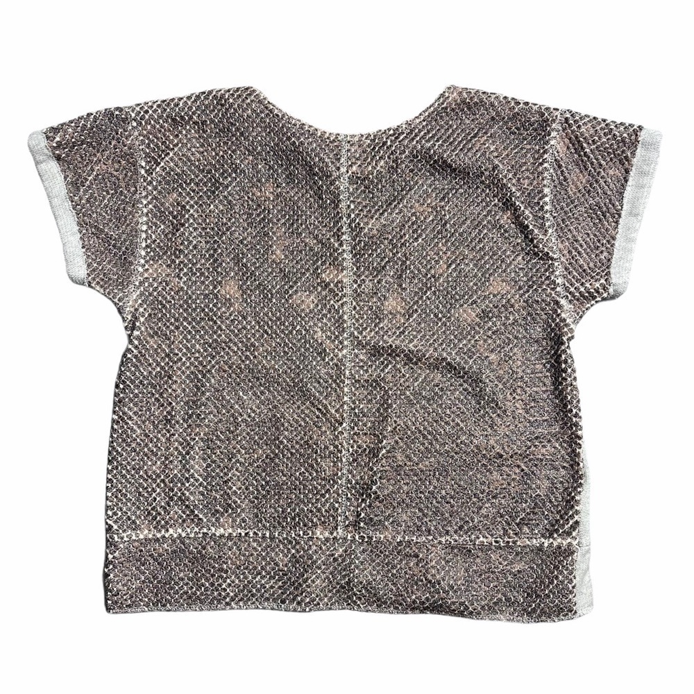 Yamamay Gray & Pink Textured Short Sleeve Sweater